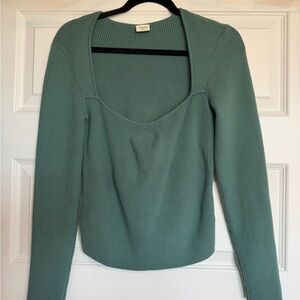 Abercrombie & Fitch Teal Ribbed Knit Long Sleeve Top